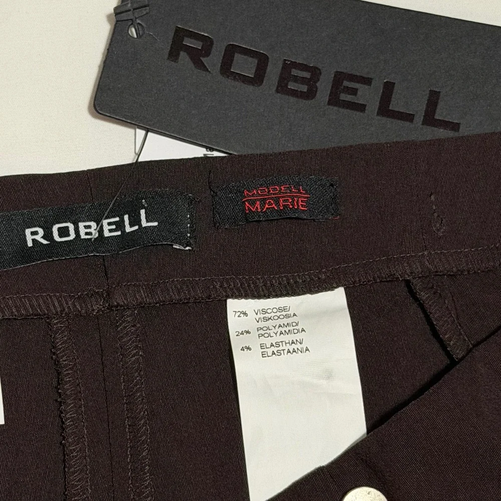Robell Marie Slim Fit Trousers Brown Pull On Stretch Pants Womens Size US 10 NEW